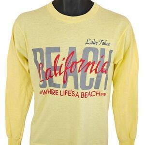 Lake Tahoe Beach T Shirt Mens Size Small Vintage 80s 90s California Made In USA